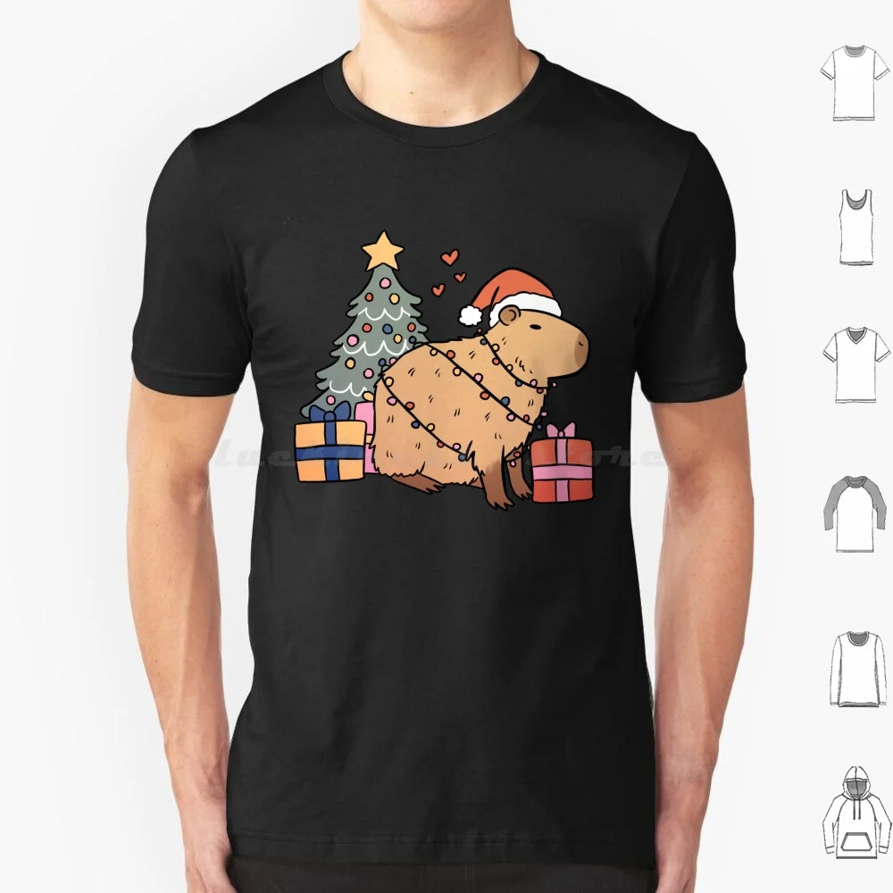 

Cute Christmas Capybara A Fun And Cute Christmas Capybara Illustration T Shirt Cotton Men Women DIY Print Capybara Pack Cute