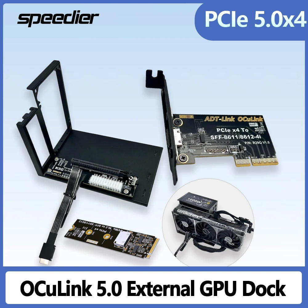 OCuLink GPU Dock PCIe 5.0 x4 M.2 SFF 8611 do PCIE X16 eGPU 128G PC Notebook Laptopy do Zewnętrznej Karty Graficznej 8612 K9G ATX