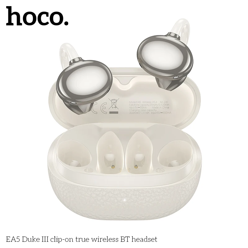 HOCO EA5 سماعة رأس بخاصية البلوتوث 5.3 سماعات توصيل العظام اللاسلكية كليب الأذن الموسيقى إلغاء الضوضاء HD دعوة الرياضة الألعاب سماعة