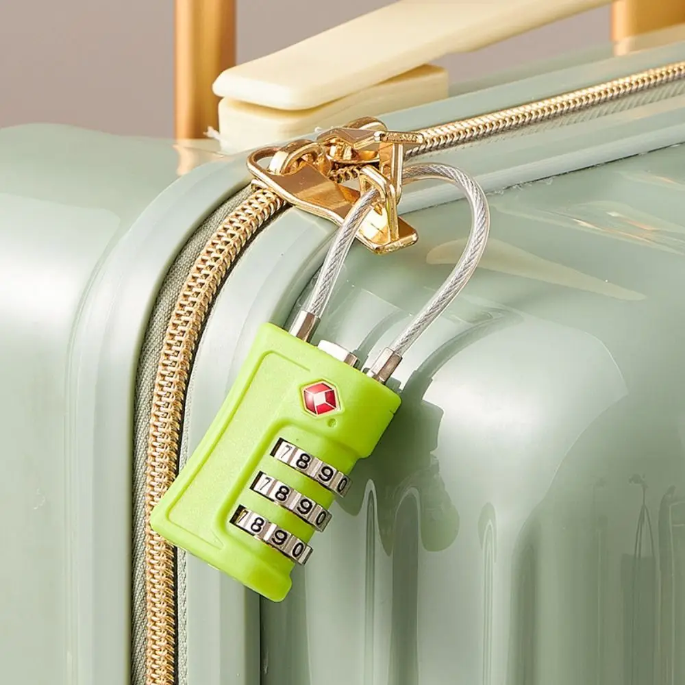 TSA 3 Digit Combination Lock Anti-theft Padlock Suitcase Luggage Coded Lock Security Tool Wire Rope Customs Password Lock Travel