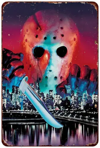 

horror movie Jason Takes Manhattan Vintage LOOK reproduction metal sign