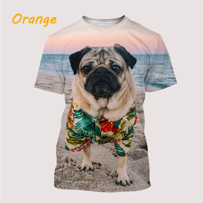 Unisex Men\'s T-shirt New Fashion Pug 3D Printed Short Sleeved T-Shirt Casual Personality Cool Sports T-shirt