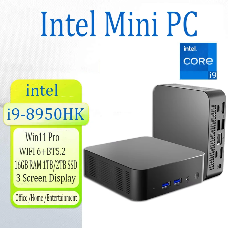 Intel Core i9- 8950HK  Gaming Mini PC Windows 11 Pro 16GB DDR4 1TB 2TB 512GB M.2 SSD UHD Graphics 1000Mbps Ethernet i9 Mini PC