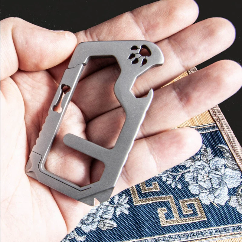 Outdoor Portable EDC Titanium Alloy Multifunctional Mini Keychain Bottle Opener Pendant Tool