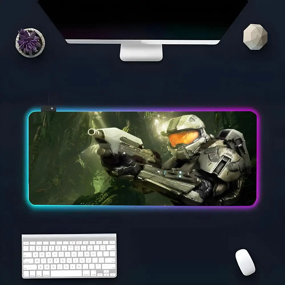 Imagem -04 - H-halo Rgb Brilho Gaming Mouse Pad Mat Tabela pc Personalizado Tapete Jogador do Jogo Led Dedicado Personalidade Imagem