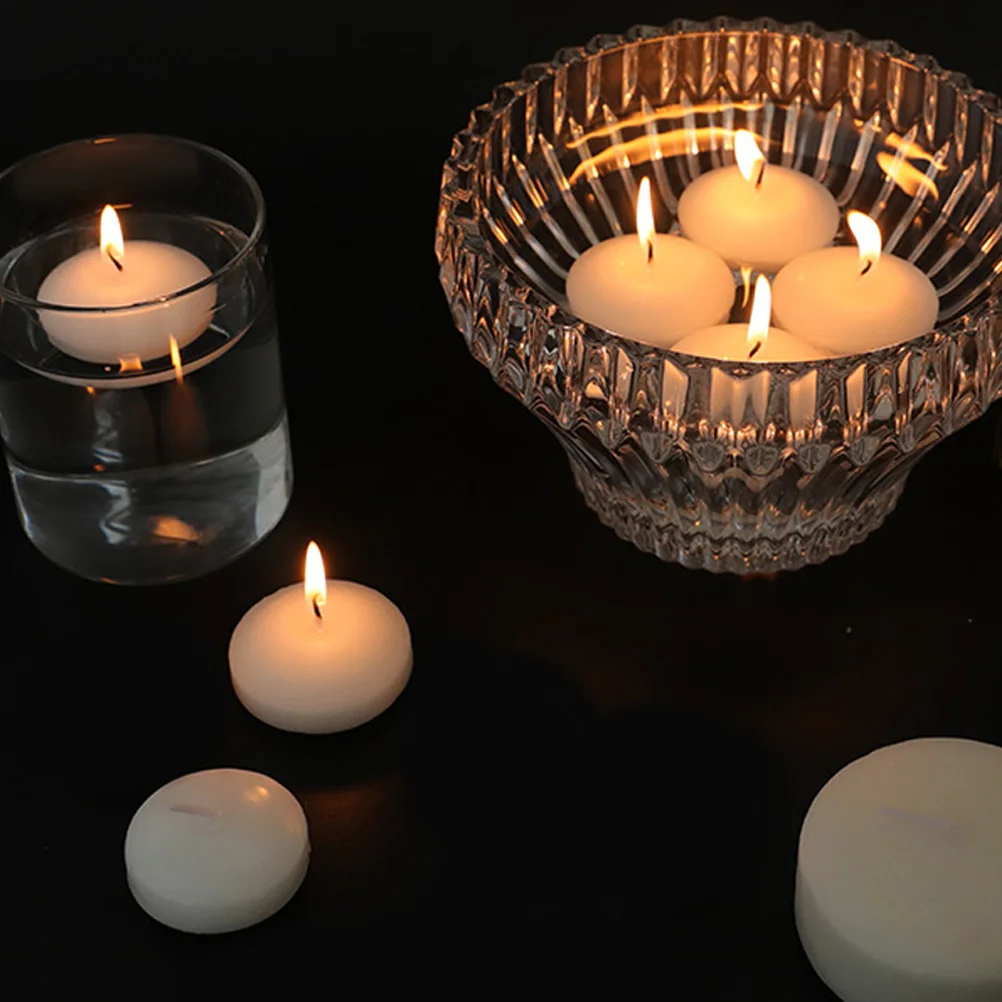 6 Pcs Floating Candles Dripless Tea Lights Large Big Small Round Festival Tealight Beautiful