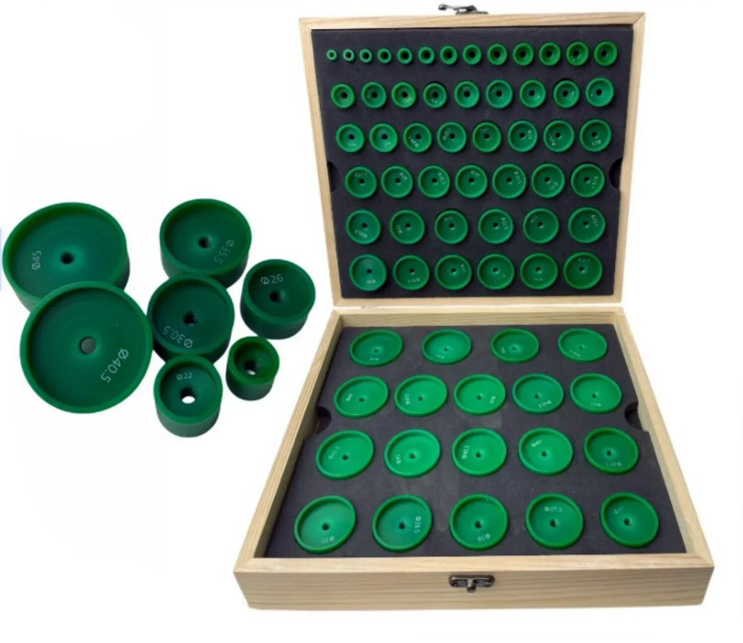 Heavy Duty 60PCS Watch Press Dies Set Round Deep Curved Watch Crystal Watch Back Pressing Tools for Watchmakers