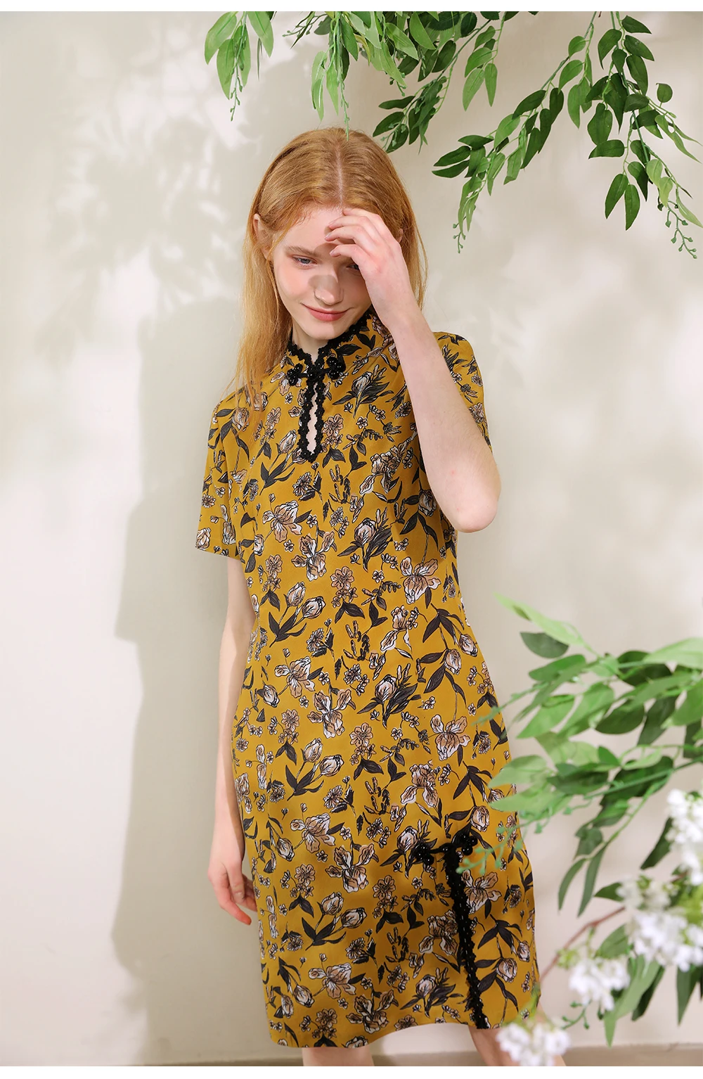 Vogelboom, 100% Echte Zijden Jurken, Vrouwen Korte Mouw Schuine Cutting, Chinese Vintage Cheongsam, 2024 Zomer Herfst Nieuwe D47143qm