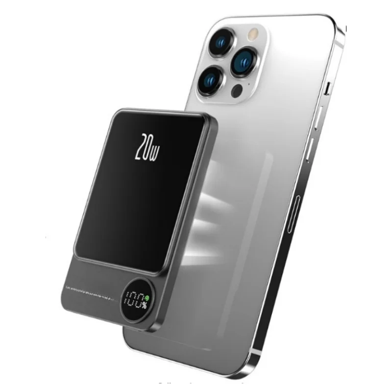 

Magnetic Power Bank 10000mAh,5000mAh, Wireless Battery Pack 20W Fast Charging Compatible With Mag-Safe, Metal Body 0.35”