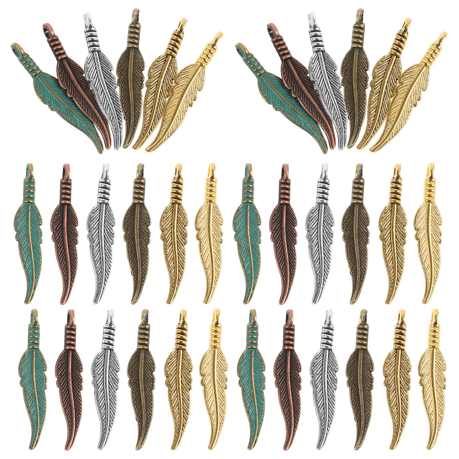 

120Pcs Vintage Style Plume Leaf Alloy Charms Jewelry Making Pendants DIY Handmade Accessories for Earrings Necklaces Keychains