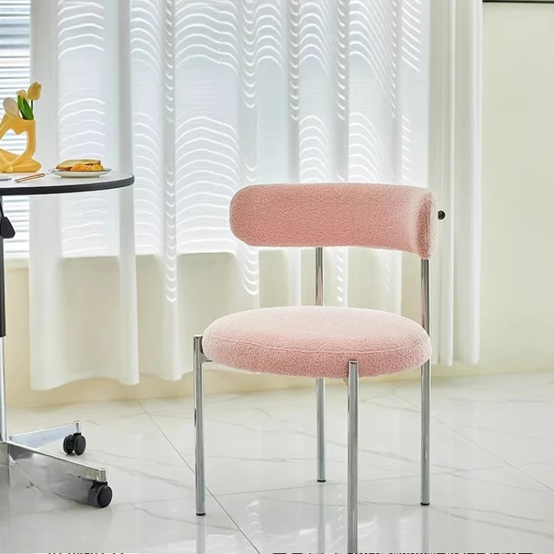 Nordic Upholstered Back Dining Chairs Bedroom Makeup Seat Minimalist Home Living Room Accent Chair
