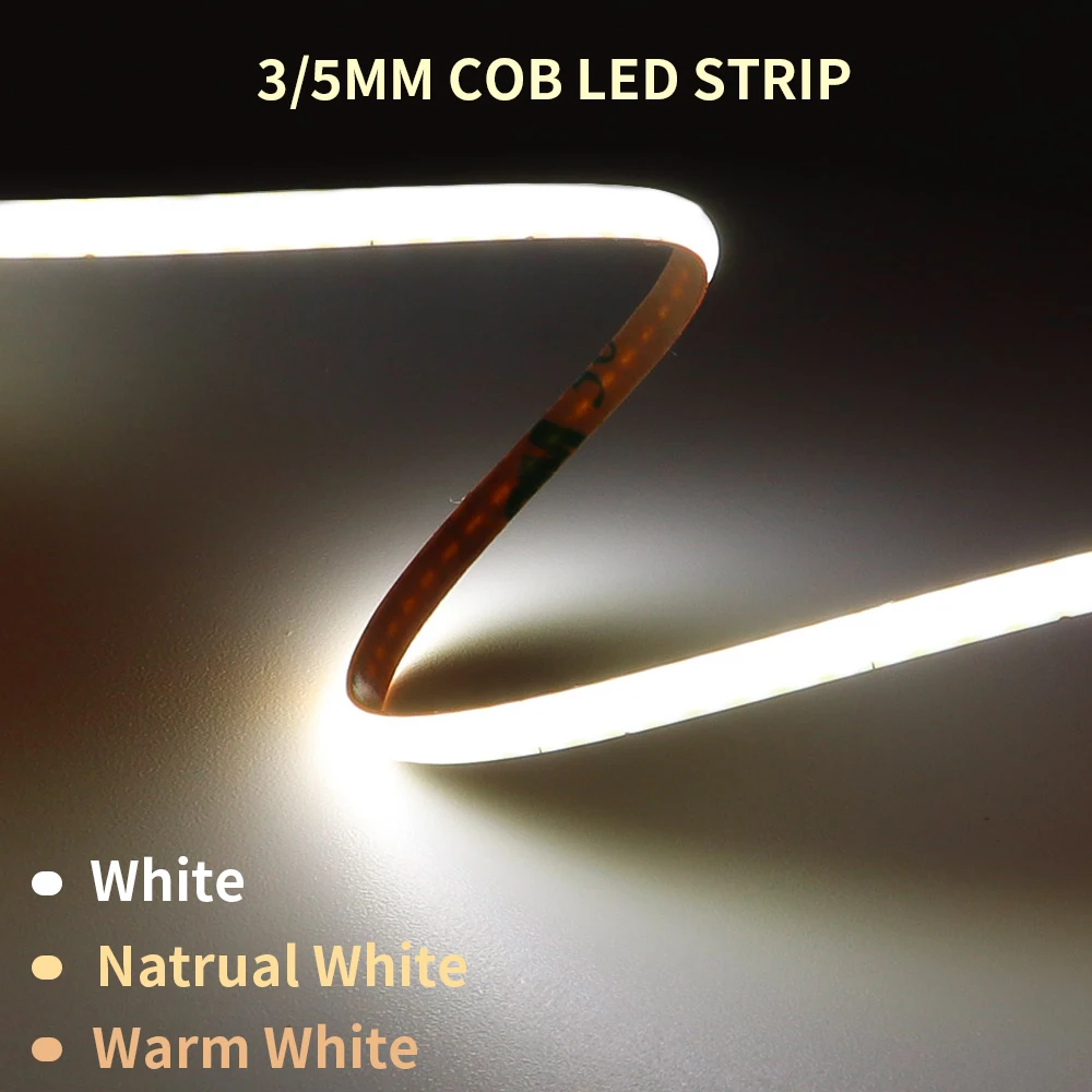 Ultra Narrow COB LED Strip Bar Light 3mm 5mm 400LEDs/m RA90 Linear Flexible Tape Ribbon For Festival Home Car Decor DC USB5V