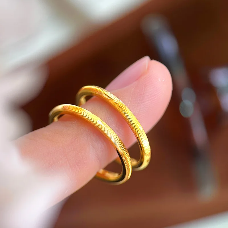 Sajin vitage retro cnc very fine cat eye plain ring ring light luxury senior emotional partners high appearance level 9999gold