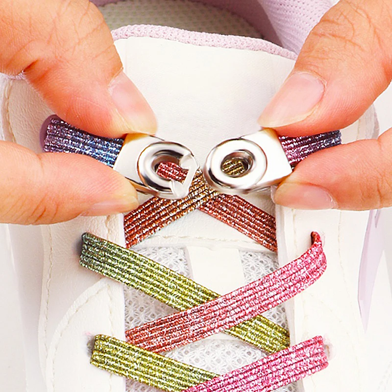 

Новые шнурки без завязок шириной 8 мм, плоские шнурки без завязок, аксессуары для обуви, красочные эластичные шнурки, кроссовки для детей и взрослых