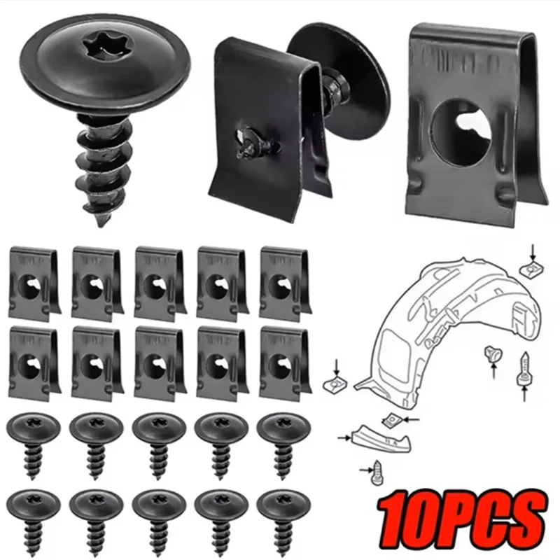 10/20 Pairs Car Self Tapping Screw Base U-shaped Washer Clip Auto Modification Repair Kit Interior Panel Buckle Hardware