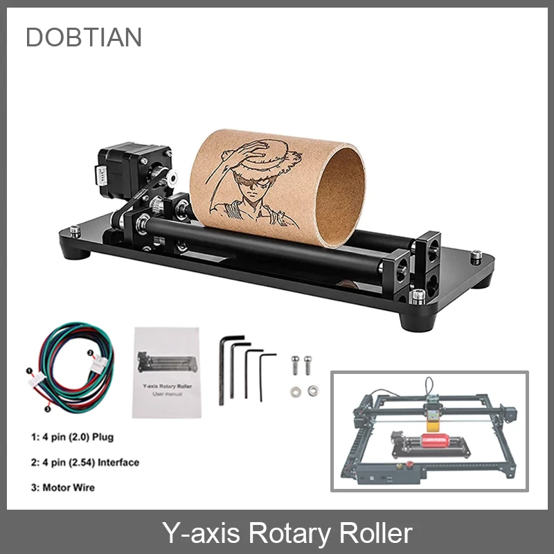 Y-axis Rotary Roller For Laser Engraving Machine CNC Three Gear Adjustment Rotary Roller for Cans Cylinders Glass Cup