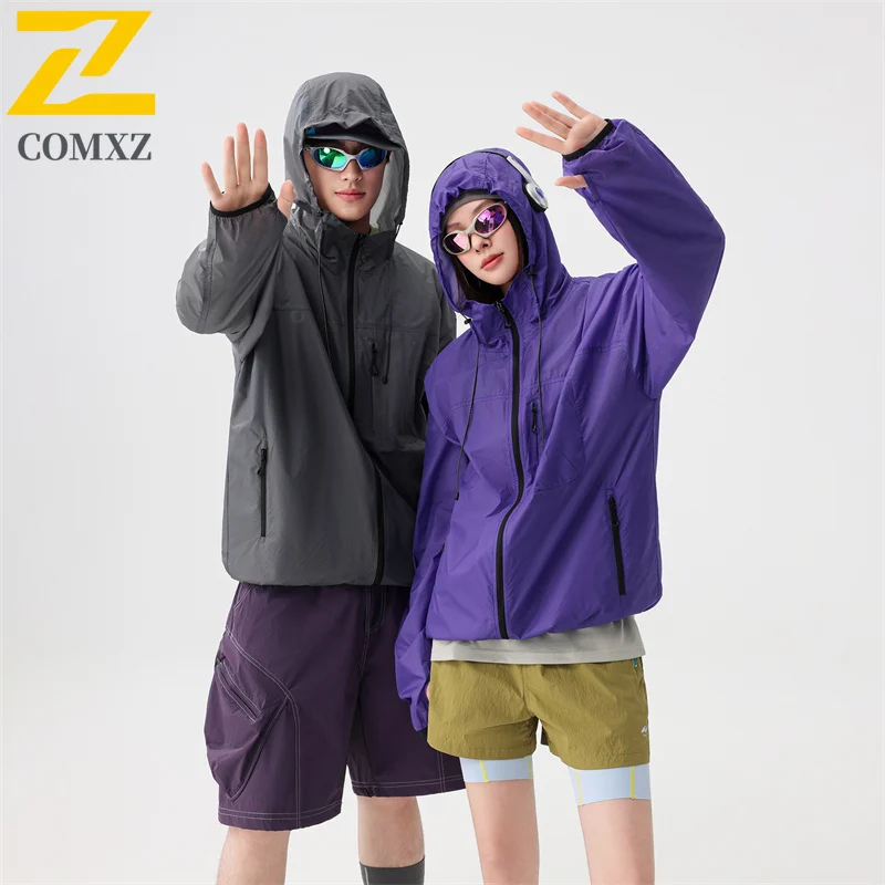 سترة بغطاء للرأس للحماية من الأشعة فوق البنفسجية للزوجين بعامل حماية من الأشعة فوق البنفسجية 50 + من الحرير الجليدي سريعة الجفاف للمشي لمسافات طويلة والمغامرات الخارجية ملابس واقية من الشمس #6