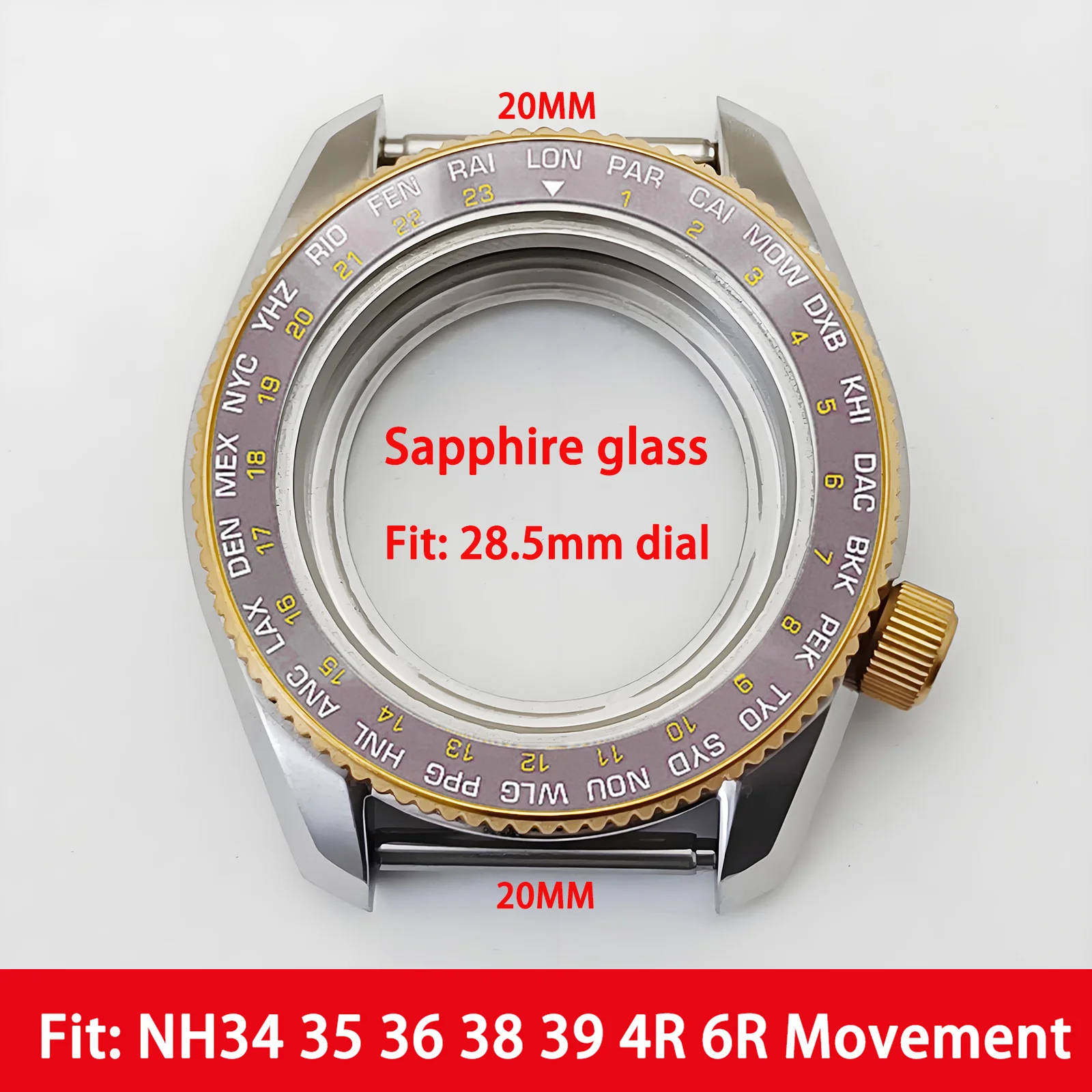 

Mod SPB185187 Case NH35 Case Crown 3.8 Ceramic Bezel Insert Gold Bezel Sapphire Crystal Glass Stainless Steel Watch Case