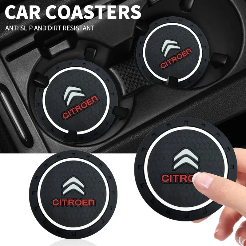 1/2pcs Car Coaster Water Cup Slot Non-Slip Mat Pad Silicone For Citroen C5 C1 C2 C6 C4L DS3 DS4 DS5 C-Elysee Grand Berlingo