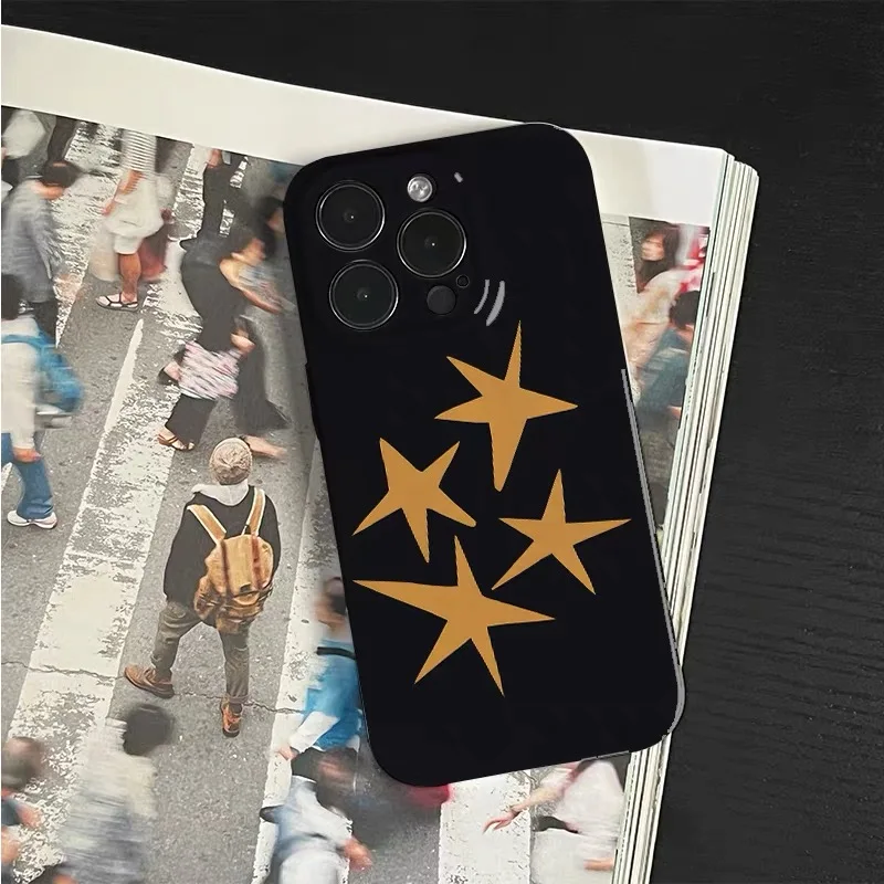 حافظة هاتف برتقالية مع خلفية سوداء لهاتف آيفون 17 Air 16E 15 PROMAX 14 Plus 13 12MINI 11 16Plus XR غطاء هاتف أكريليك