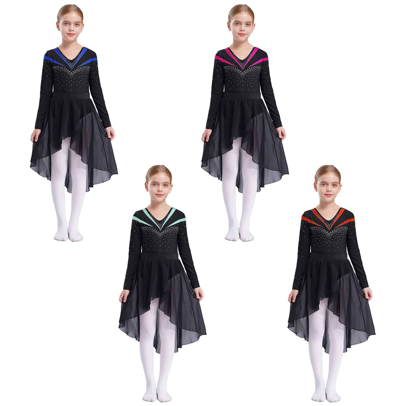 Kinder Gymnastik Overall mit Rock Set für Mädchen Ballett Tanz Outfits Kinder Dancewear Sets Leistung Wettbewerb Kleidung