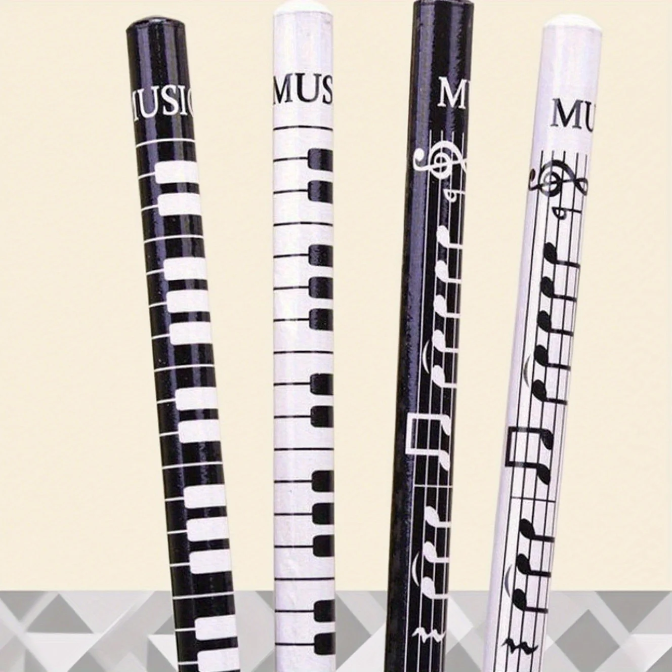 12 Stück Bleistift – Klavier, Musiknoten, runder Stifthalter, HB-Bleistift, Schreibwaren zum Schreiben, Zeichnen, Kunstwerk-Design – Detail 8
