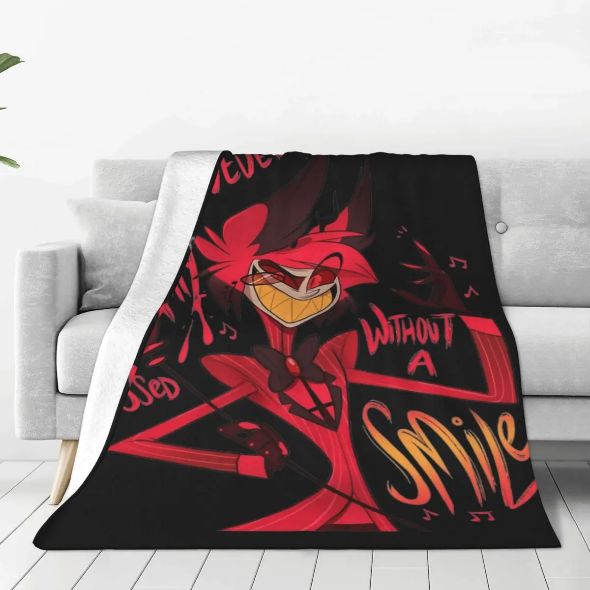 Hazbin Hotels Alastor Blankets Wool Awesome Warm Throw Blankets for Chair Covering Sofa Decoration