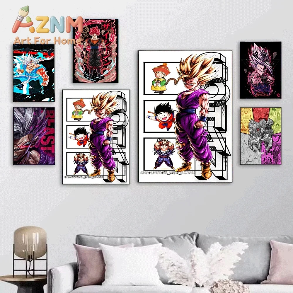 Dragon Ball Z Vegeta Super Saiyan Blue Beast Gohan Manga Comic Anime Canvas Wall Art Unframed Single Canvas Print Home Decor P