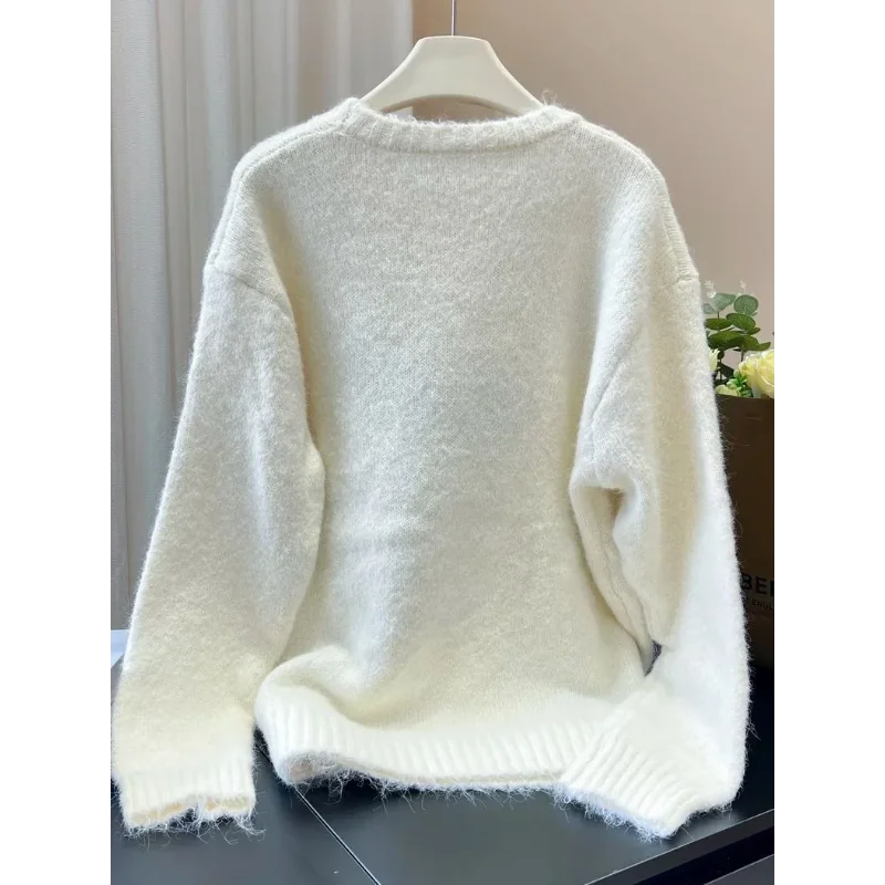 Amor em torno do pescoço design camisola novo topo solto preguiçoso pulôver