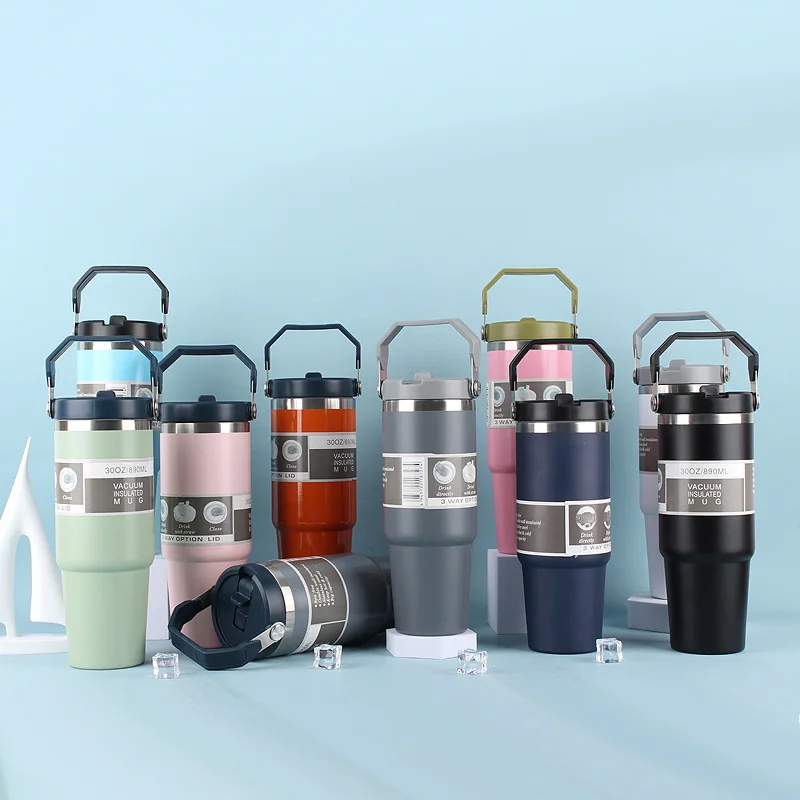 

30oz Portable Car Cup 304 Stainless Steel Water Cup Thermos Bottle Vacuum Water Bottle Thermos Cup Cold Storage Ice Cup