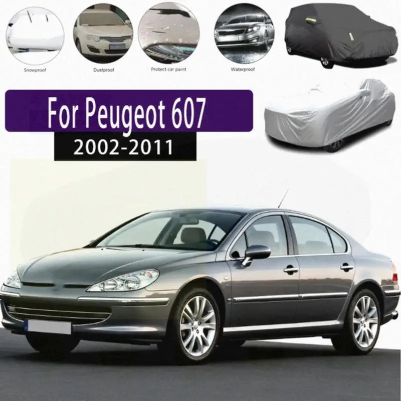 

Для наружной защиты и водонепроницаемый полный для Peugeot 607 2002 2011, солнцезащитный козырек от снега, пылезащитные внешние аксессуары, автомобильные чехлы