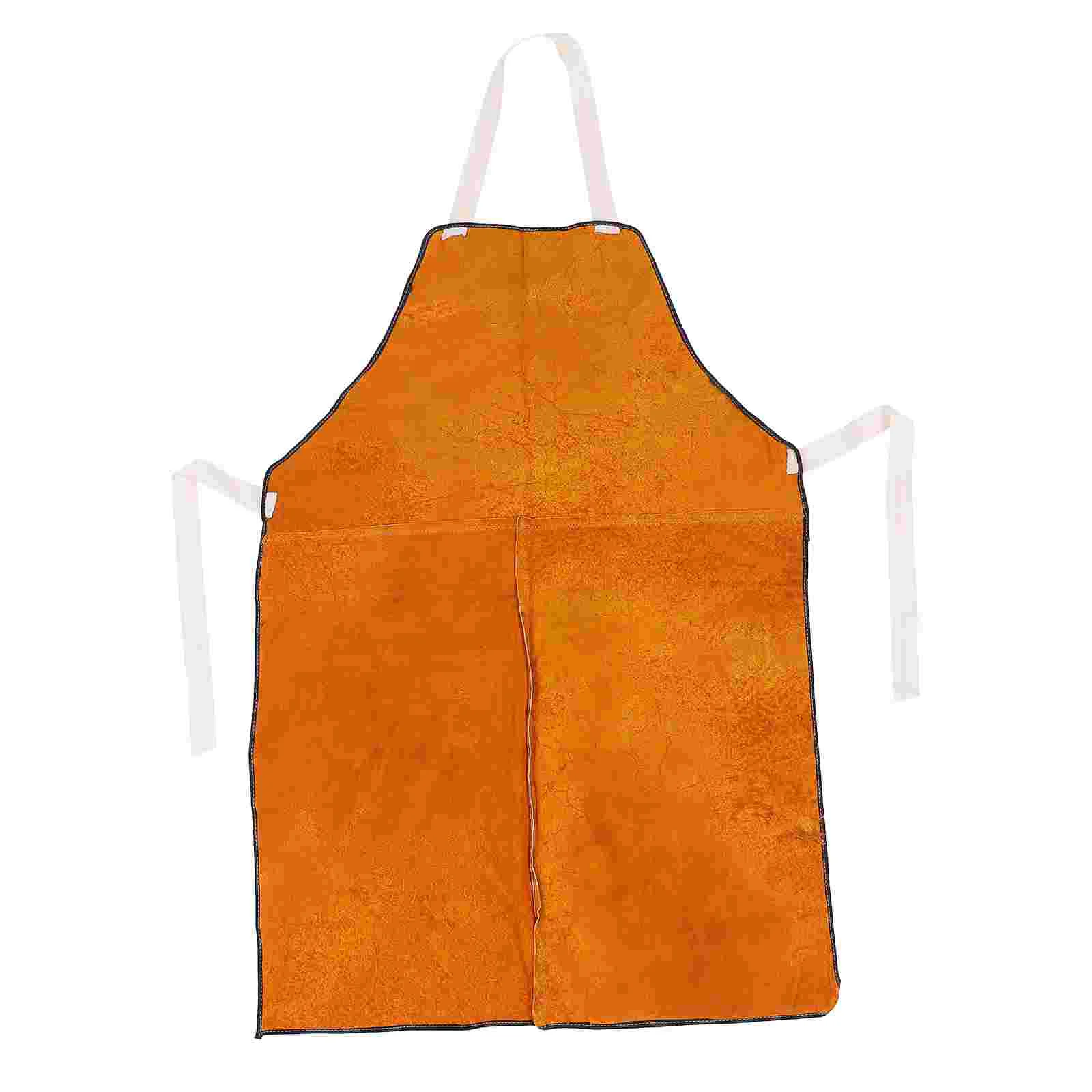 1pcs Welding Apron Work Cowhide Resistant Bib Heat Hair Working Flame Welder Clothes Blacksmith Men Aprons Coat Clothing