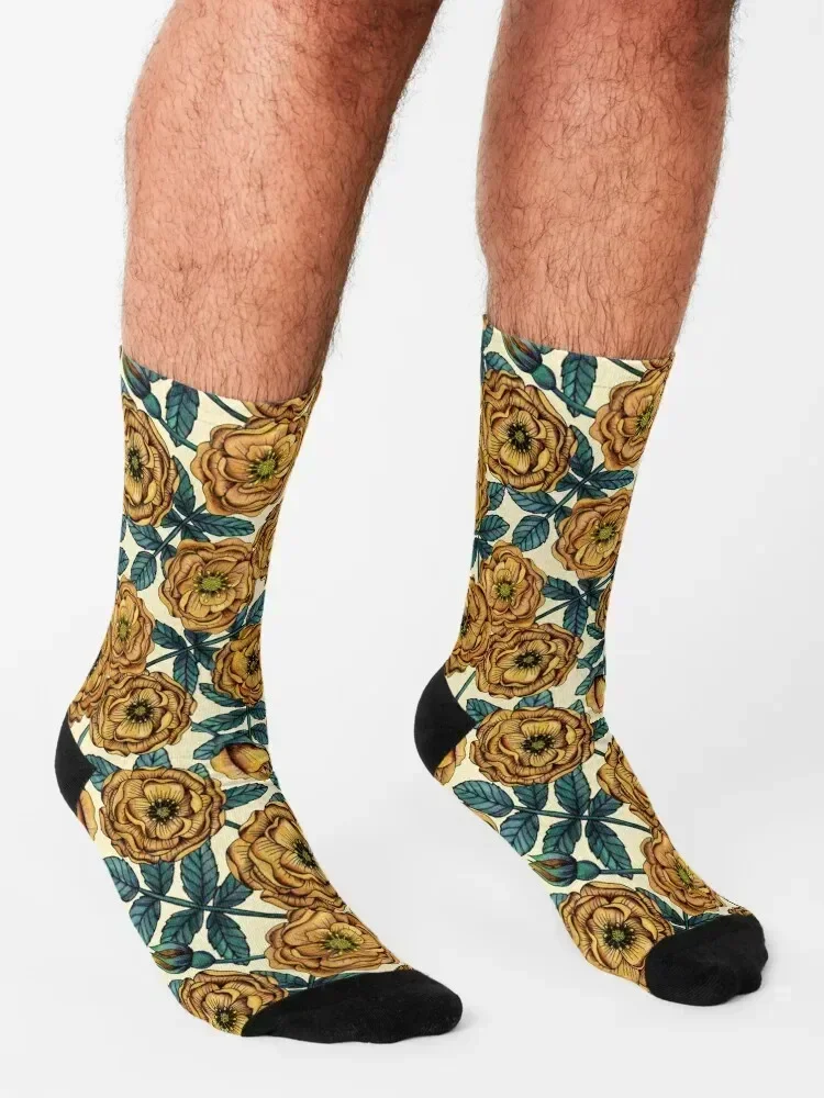 Golden-Yellow Roses - Vintage-Inspired Floral/Botanical Pattern Socks gift sports and leisure with print Socks Girl Men's