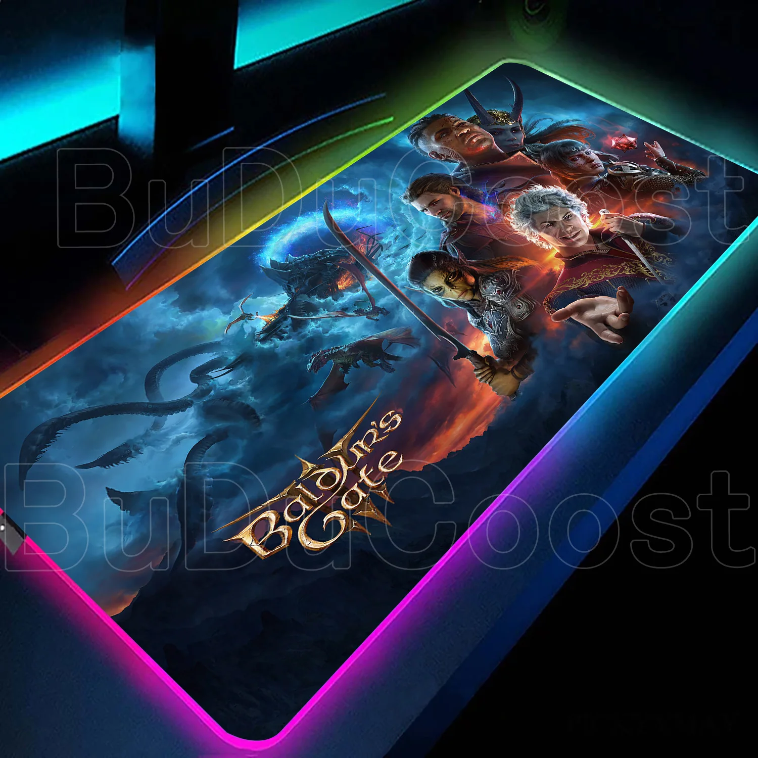 

HD Printing B-Baldurs Gate 3 RGB Mousepad Rubber Mouse Pad Game Accessory Gamer XXL Carpets Non-slip E-Sports Desktop Decoration
