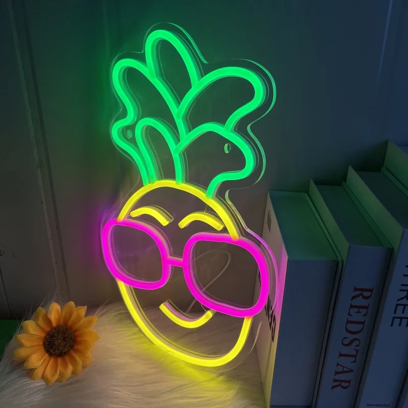 Pineapple neon, USB powered, brightness adjustable, suitable for bars, restaurants, summer parties, etc