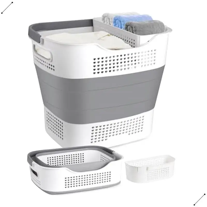 1Set Collapsible Laundry Basket Foldable Laundry Basket PP With Handles -Up Storage Container/Hamper For Laundry