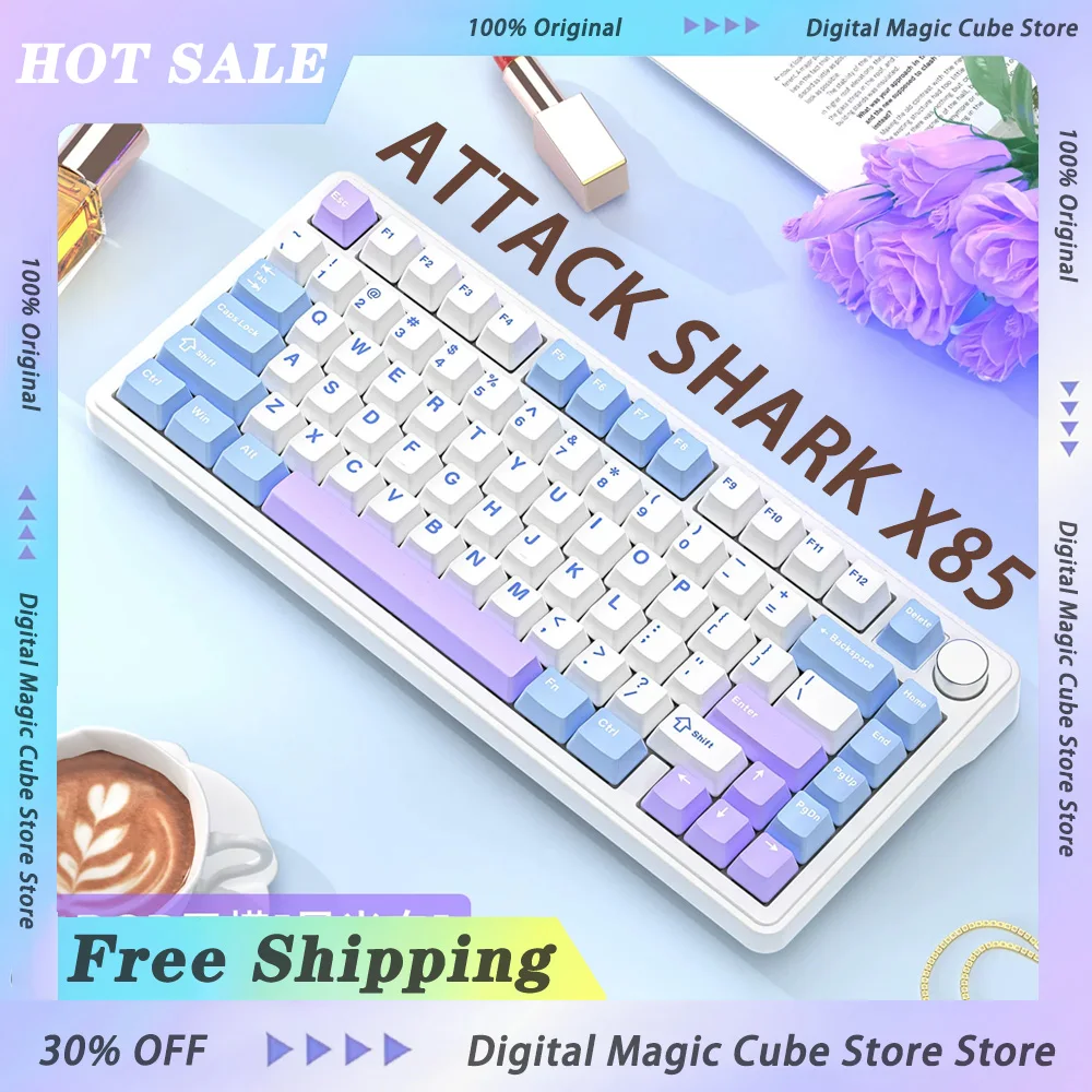 

ATTACK SHARK X85 RGB Tri-mode Mechanical Keyboard Metal Knobs full-key Hot-swap Gaming Keyboard Bluetooth Wireless Win&mac Gifts