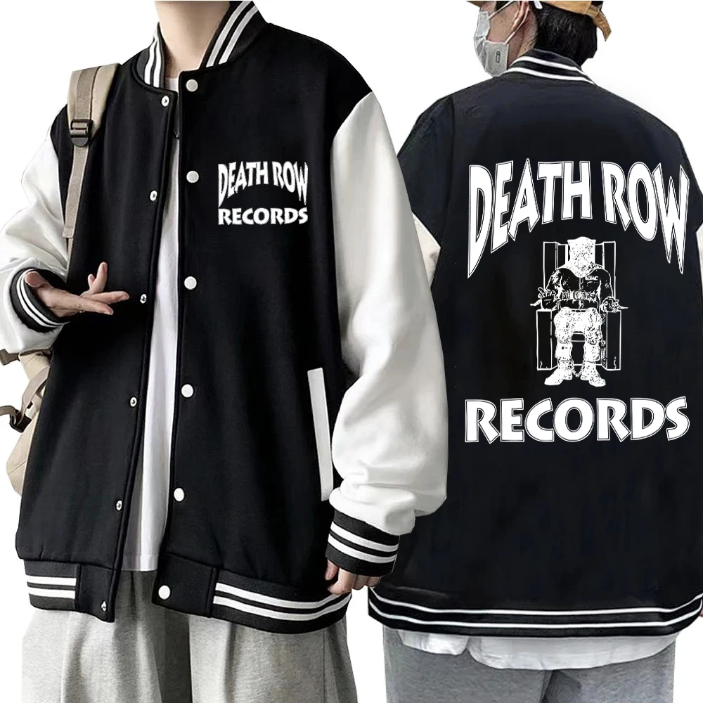 Death Row Records Baseball Uniform Jacket Button Sports Coat Women Men Team Baseball Jacket Hoodie for Fans Gift