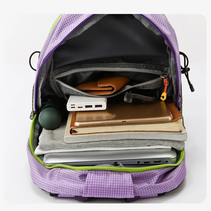 حقيبة ظهر أنيقة وخفيفة الوزن للجنسين ذات سعة كبيرة للاستخدام الخارجي، حقيبة ظهر متينة من النايلون محايدة للمشي لمسافات طويلة للجنسين للسفر #4