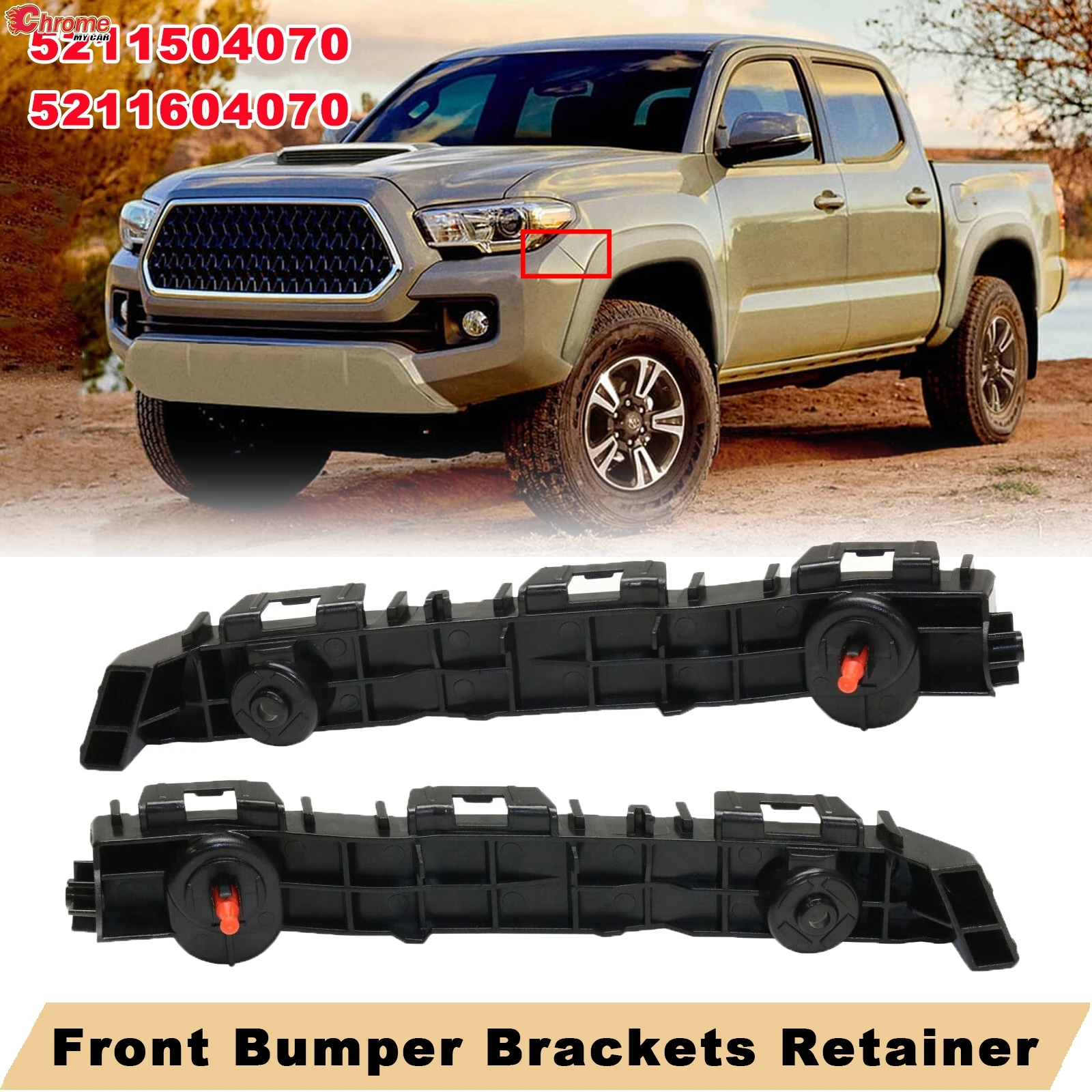 For TOYOTA TACOMA 2016 - 2021 Car Front Bumper Retainer Brackets Spacer Left Right Side Beam Mount Support 5211604070 5211504070