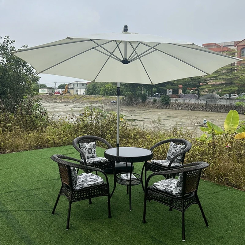 

Outdoor balcony table and chair rattan chair three-piece set outdoor courtyard garden rooftop leisure rattan small coffee table
