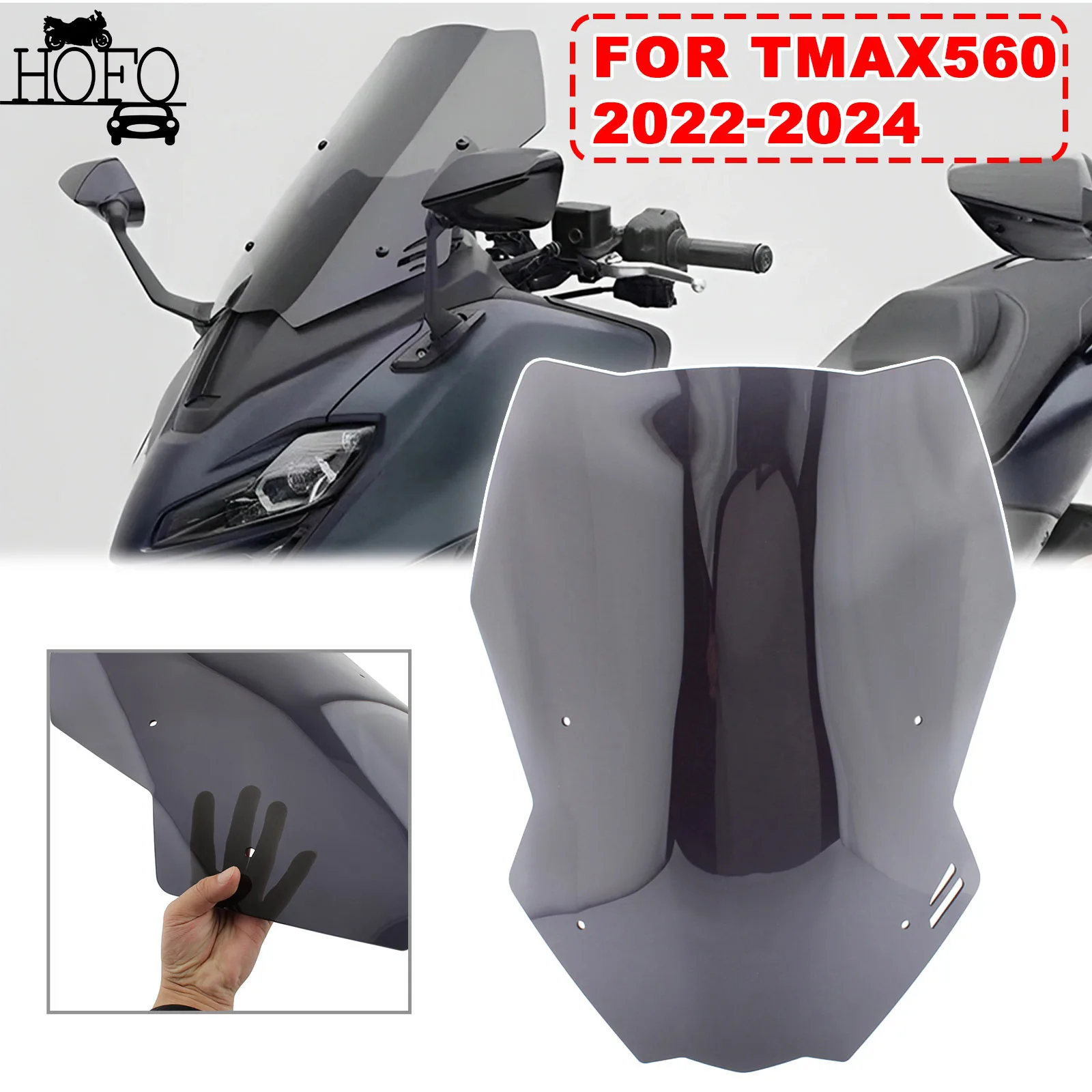 

Windscreen Windshield Wind Deflector Shield Screen Visor Glass For Yamaha TMAX560 2022-2024