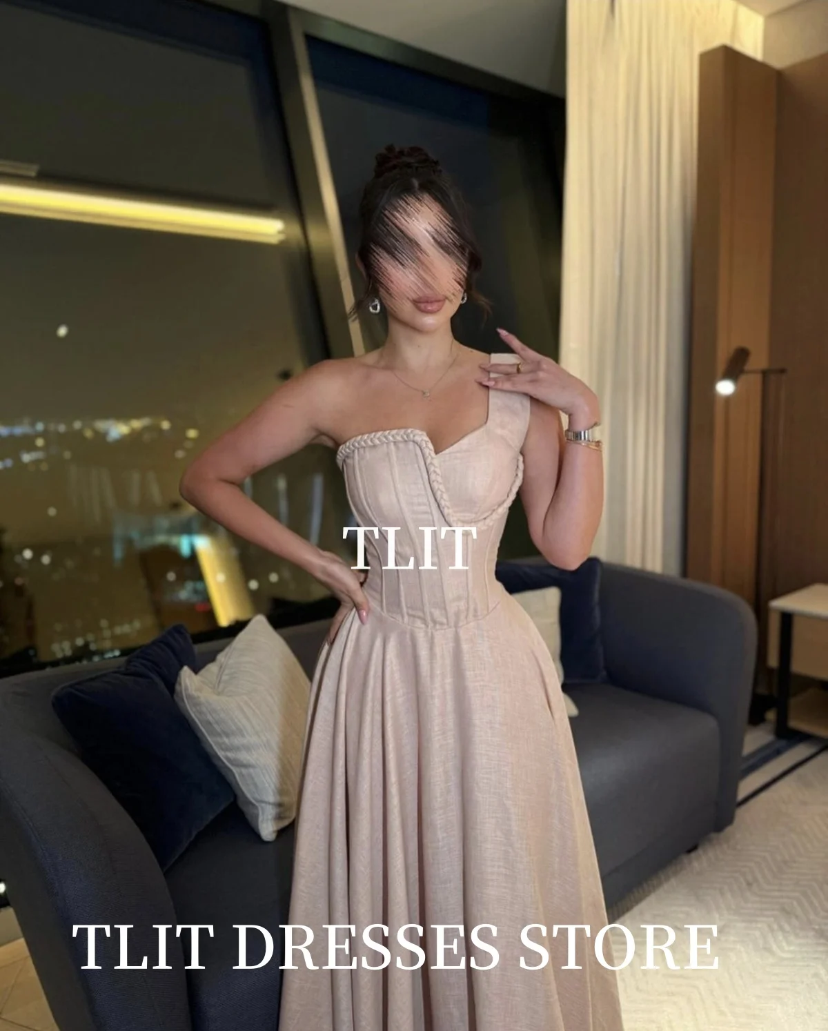 TLIT Elegant Silk Silk Satin A-Line Evening Dresses One Shoulder Braid decoration Sweetheart Prom Gowns Customized  فساتين