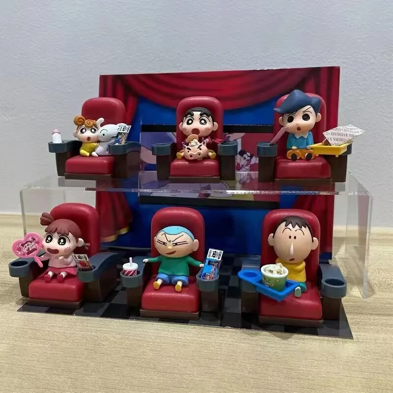 RE-MENT Crayon Shin-chan Kasukabe Cinema Theatre Blind Box Toys Miniature Scene Anime Figure Doll Toys Collect Ornaments