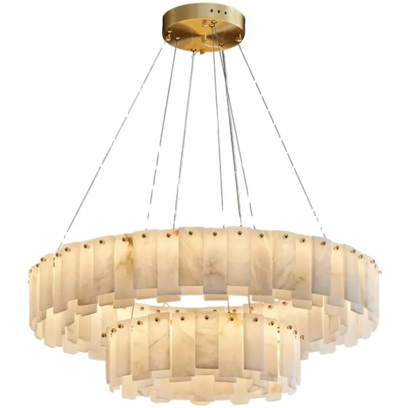 

New Spanish marble living room all copper chandelier modern minimalist designer creative restaurant