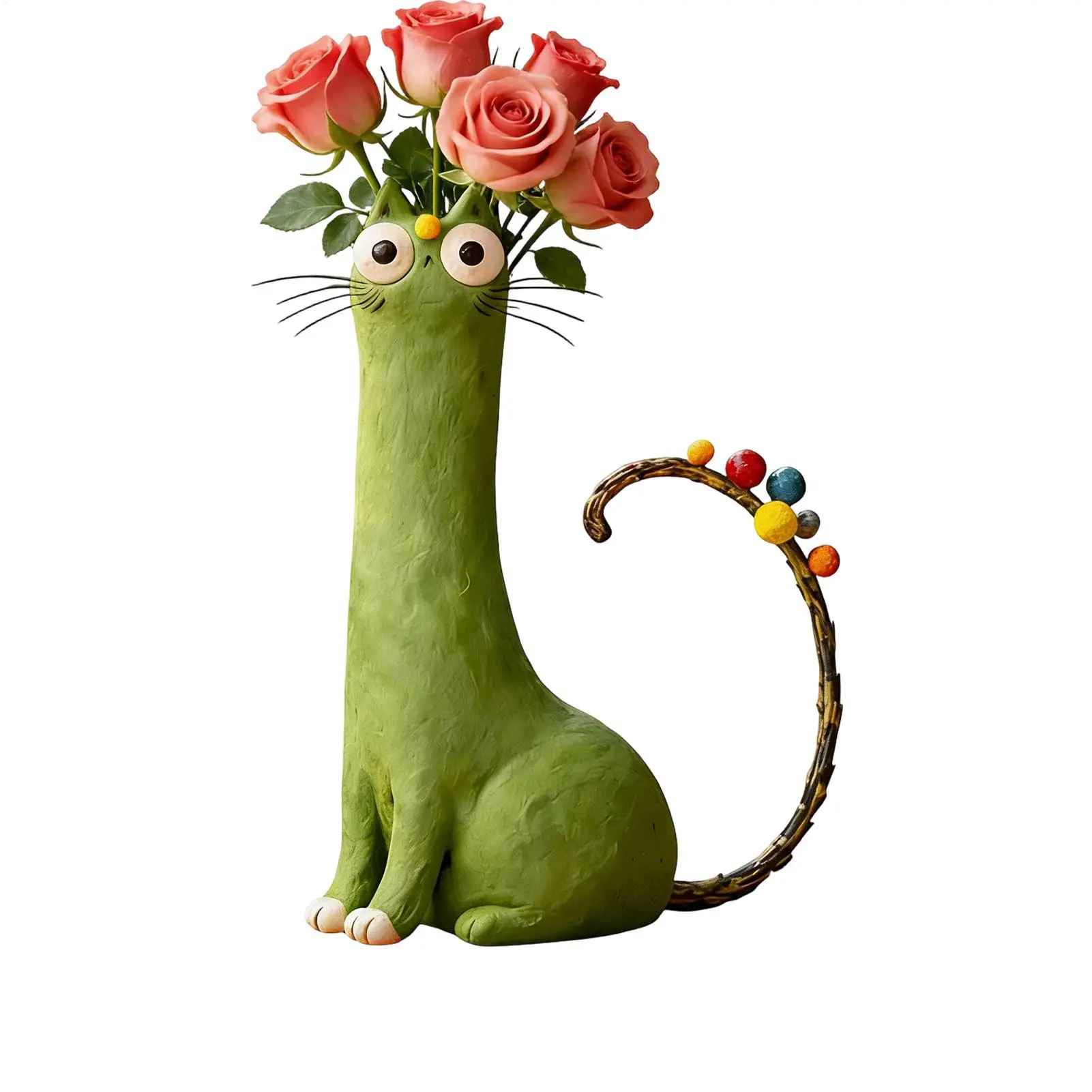 Lustige, niedliche Blumenvase in Katzenform, interessante Katzenvase, katzenförmiges Blumenarrangement, langhalsige Katzen-Blumenvase, Deko-Ornament.