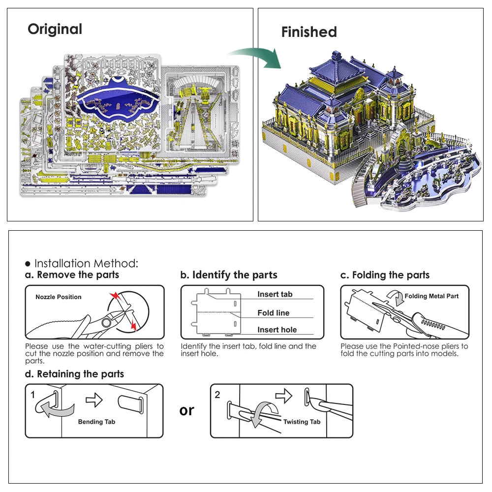 Piececool Model Building Kits The Old Summer Palace 3D Metal Puzzle Jigsaw Assembly DIY Set for Adult Relaxtion