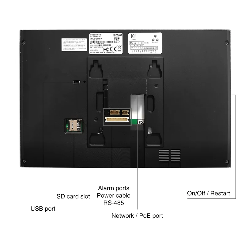 Dahua MultiLang Android WiFi Video Intercom Indoor Monitor Camera Preview System 10 Inch Screen Two-way Doorbell Talk VTH5341G-W