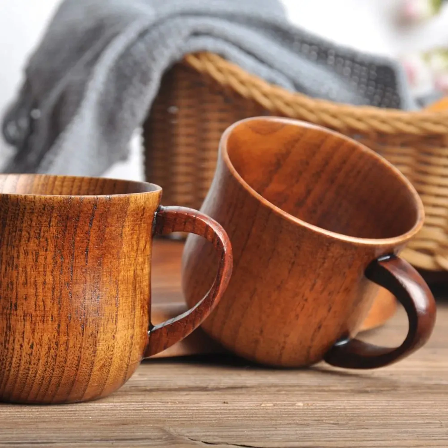 

Natural Wooden Cup Wood Coffee Tea Beer Juice Milk Water Mug Handmade quality Wooden coffee cup Classic Drinking Mug with Handle