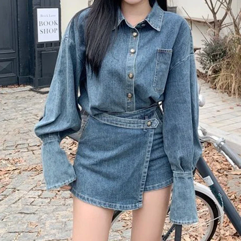 

Early autumn 2024 new high-end denim dress two-piece set for women two piece sets womens outifits POLYESTER